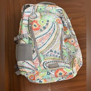 Vera Bradley Paisley Floral travel Backpack in Coral, Mint & Light Gray